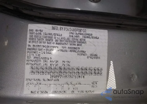 2003 Ford Crown Victoria Police z USA, uszkodzony, nr VIN 2FAFP71W23X123974